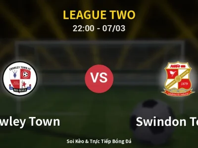 Soi Kèo Crawley Town vs Swindon Town – 22:00 07/03 | Nhận Định, Dự Đoán Tỷ Số