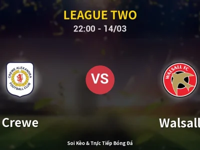 Soi Kèo Crewe vs Walsall – 22:00 14/03 | Nhận Định, Dự Đoán Tỷ Số